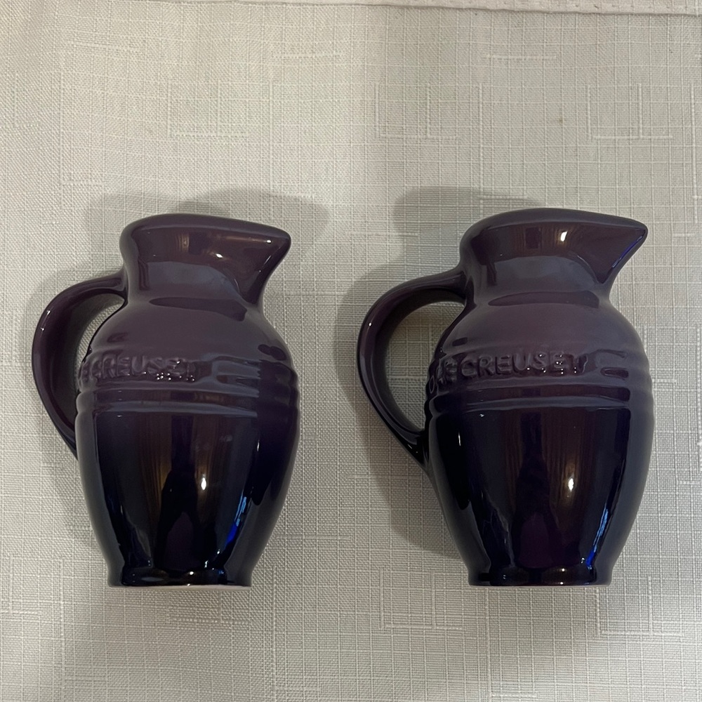 Le Creuset Cassis Plum Purple Salt and Pepper Shakers RARE